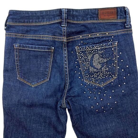Pre-Loved Guess Women Denim Skinny Blue Jeans Cotton Straight Leg Pants US 26 - Picture 6 of 16
